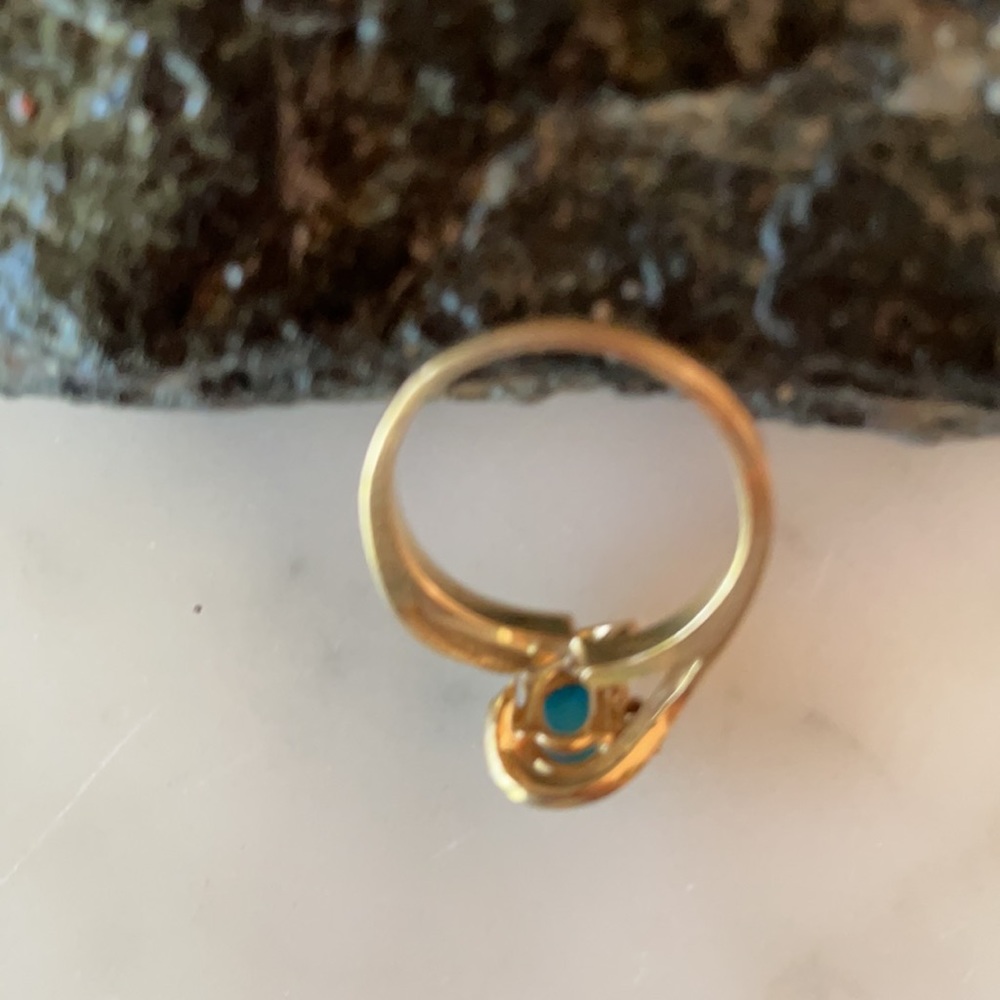 Vintage 14K Gold Native American Turquoise Ring - Picture 12 of 16